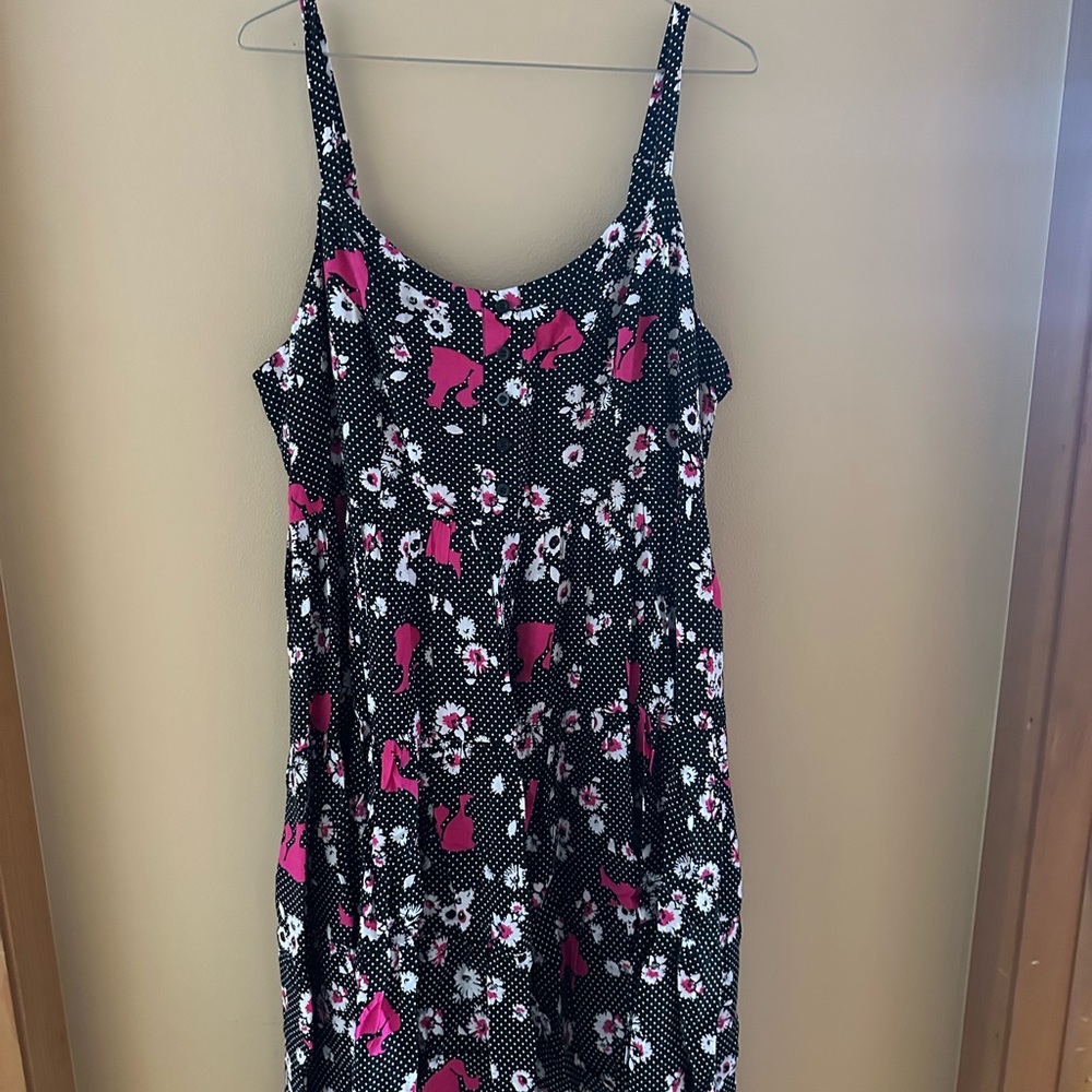 Torrid Barbie Black Dress with Pink Floral Accents